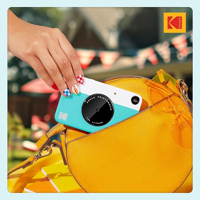 Kodak Printomatic Full-Color Instant Print Digital Camera - 75 Sheets Bundle - Prints On Zink 2x3 Sticky-Back Photo Paper - 5MP, Portable, Creative Fun Gift for Birthday, Christmas, Holiday - Blue