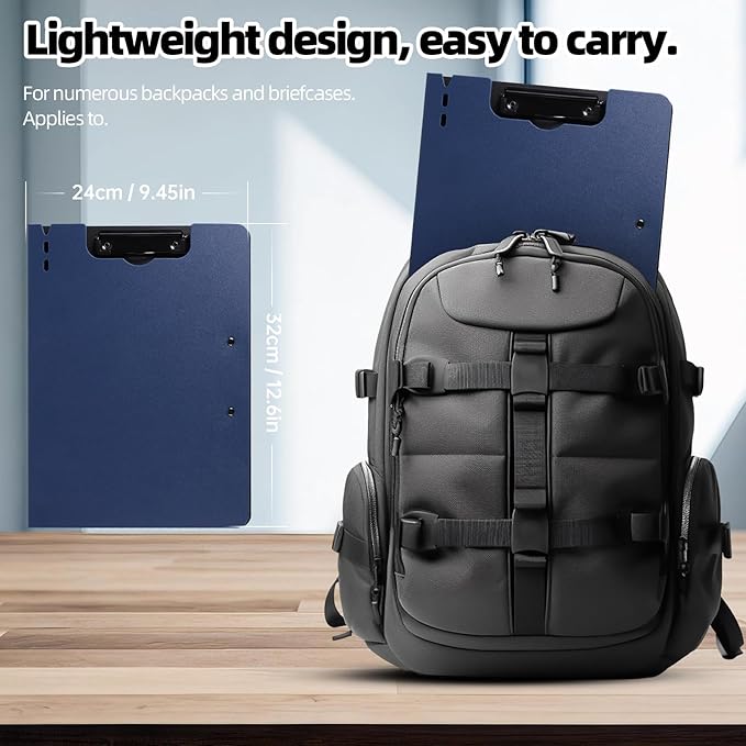 Clipboard Folder, 2 Pcs A4 Foldable Clipboard with Horizontal and Vertical Double Metal Clips, 360 Degree Foldable Binder Clipboards with Pen Holder, File Cover Work Folder Clipboards, Blue