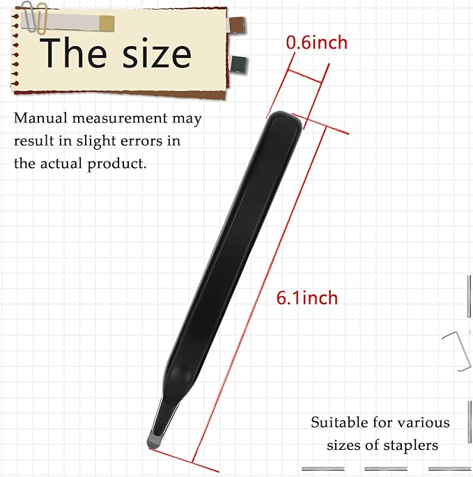 Staple Remover, Staple Puller Tool with Magnetic Tip, Ergonomic Design for Efficient Staple Extraction, Suitable for Home, School, Office, Black
