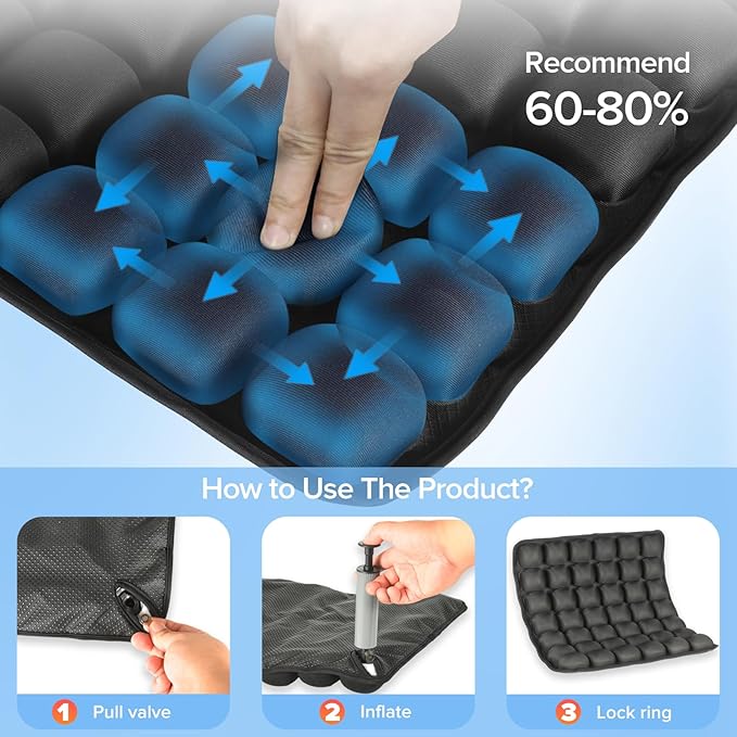 2pcs Travel Seat Cushion, Airplane Seat Cushion for Long Flight, Airplane Gadgets Inflatable Seat Cushions, 3D Inflatable Airbag PortableCushion With Air Pump,Ergonomic for Wheelchair Office Chair