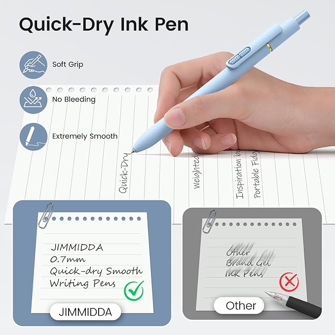 16Pcs Black Gel Pens - 0.7mm Medium Point Black Ink Pens | Smooth Writing - Quick Drying Retractable Pen for Men Women (Morandi - 16Pcs)