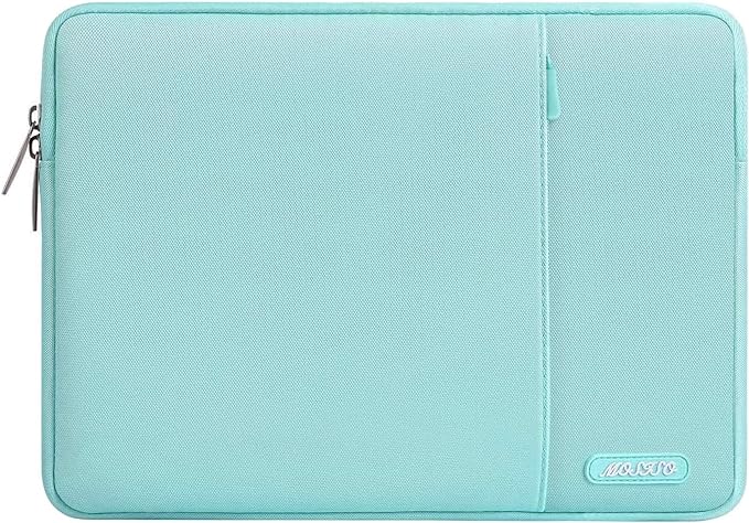 MOSISO Laptop Case 13.3 inch, 13-13.3 inch Laptop Sleeve Compatible with MacBook Air/Pro 13/Pro 14 M5 M4 M3 M2 M1, HP Dell ASUS Lenovo,Polyester Vertical Computer Sleeve Bag with Pocket, Mint Blue