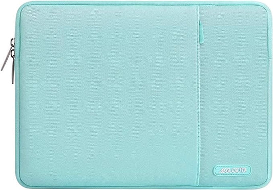 MOSISO Laptop Case 13.3 inch, 13-13.3 inch Laptop Sleeve Compatible with MacBook Air/Pro 13/Pro 14 M5 M4 M3 M2 M1, HP Dell ASUS Lenovo,Polyester Vertical Computer Sleeve Bag with Pocket, Mint Blue