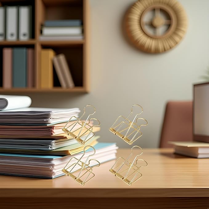 4Pcs Golden Hollow Out Long Tail Wire Binder Clips Paper Binder Clip Large 51mm Binder and Paper Clips Small in Size and Light in Weight,Clips, Clamps and Rings,Clips, Clamps and Rings