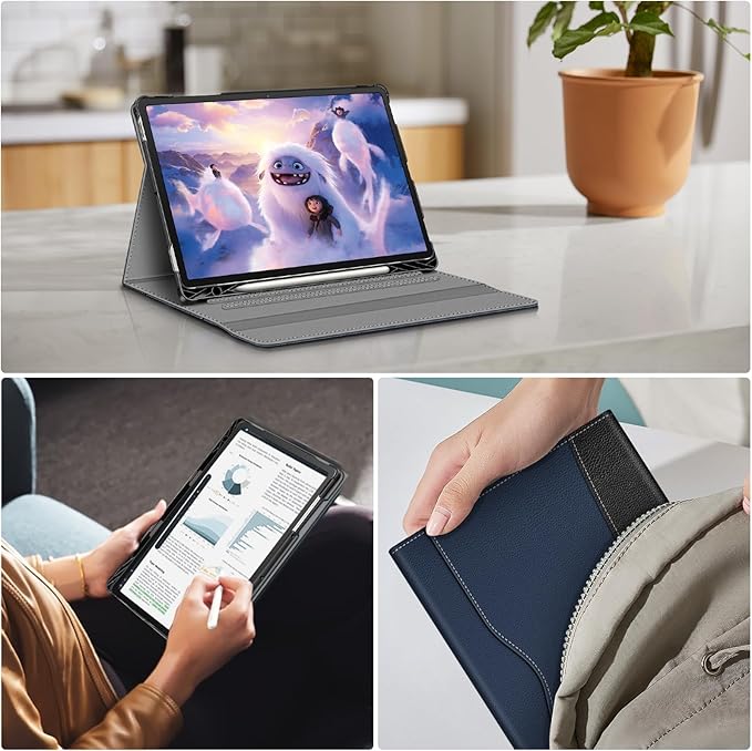 Fintie Case for Samsung Galaxy Tab S10 Lite/ S10 FE/ S9 FE 5G 10.9 Inch/Tab S9 11 Inch with Built-in S Pen Holder, Multiple Angle Portfolio Business Cover with Pocket Auto Sleep/Wake, Navy