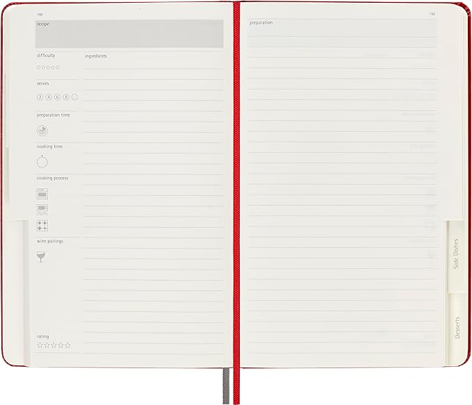 Moleskine Passion Journal, Recipe, Hard Cover, Large (5" x 8.25") Scarlet Red, 400 Pages