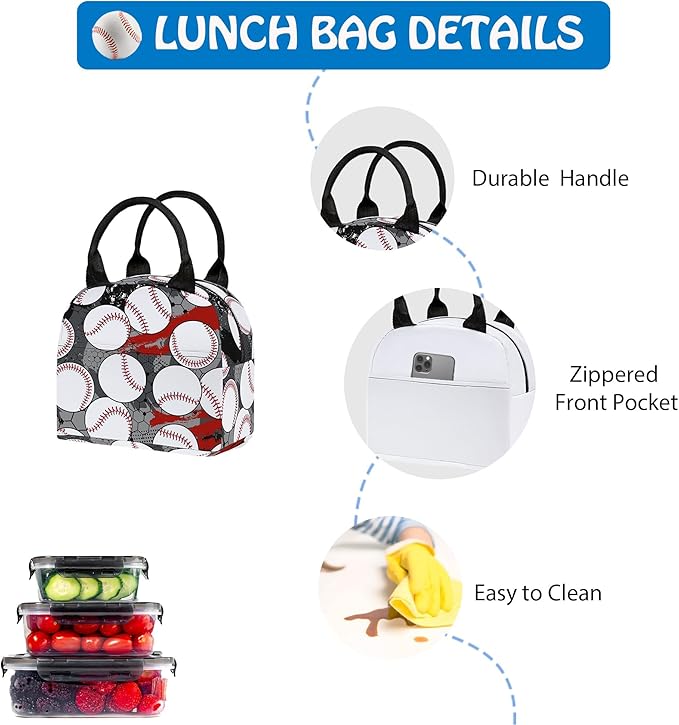 Baseball 3PCS Backpack for Boys Girls, Kids Back to School Backpack Sets with Lunch Bag Pencil Case, 17 Inch Lightweight Bookpack 3 in 1 Set for Teens Elementary Middle High School Students
