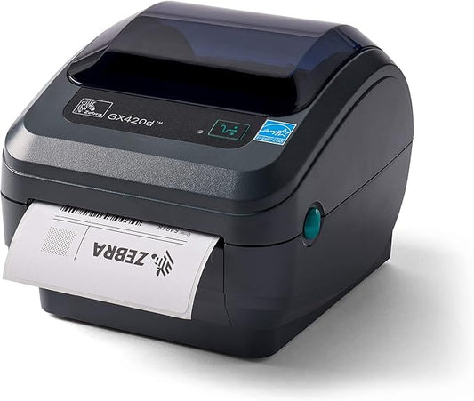 Zebra - GX420d Direct Thermal Desktop Printer for Labels, Receipts, Barcodes, Tags, and Wrist Bands - Print Width of 4 in - USB, Serial, and Parallel Port Connectivity (Renewed)