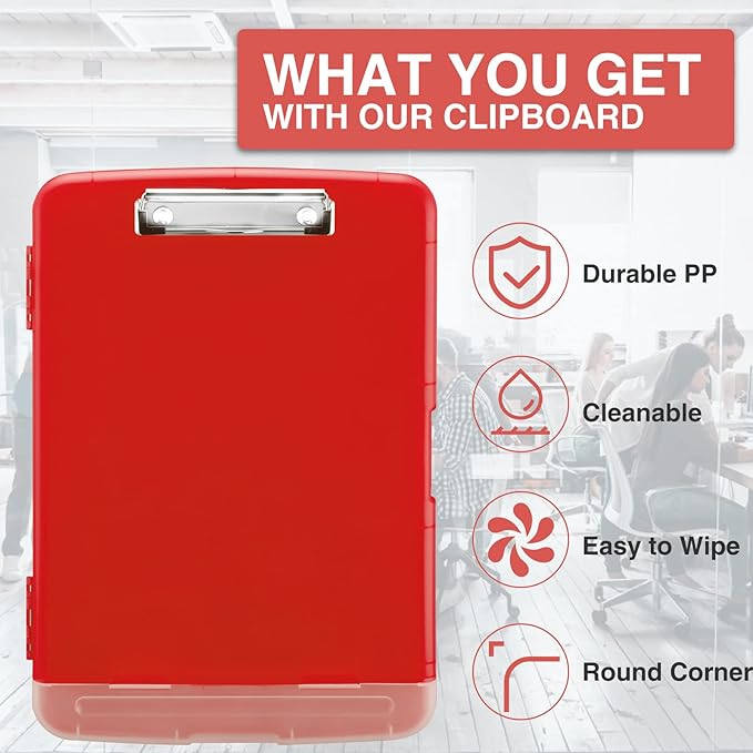 Sooez Clipboard with Storage, Clip Board 8.5 x 11 with Pen Holder, Plastic Organization Case Box for Letter Legal A4 Size Paper, Low Profile Clip, Nurses Teachers Must Haves, School & Office Supplies
