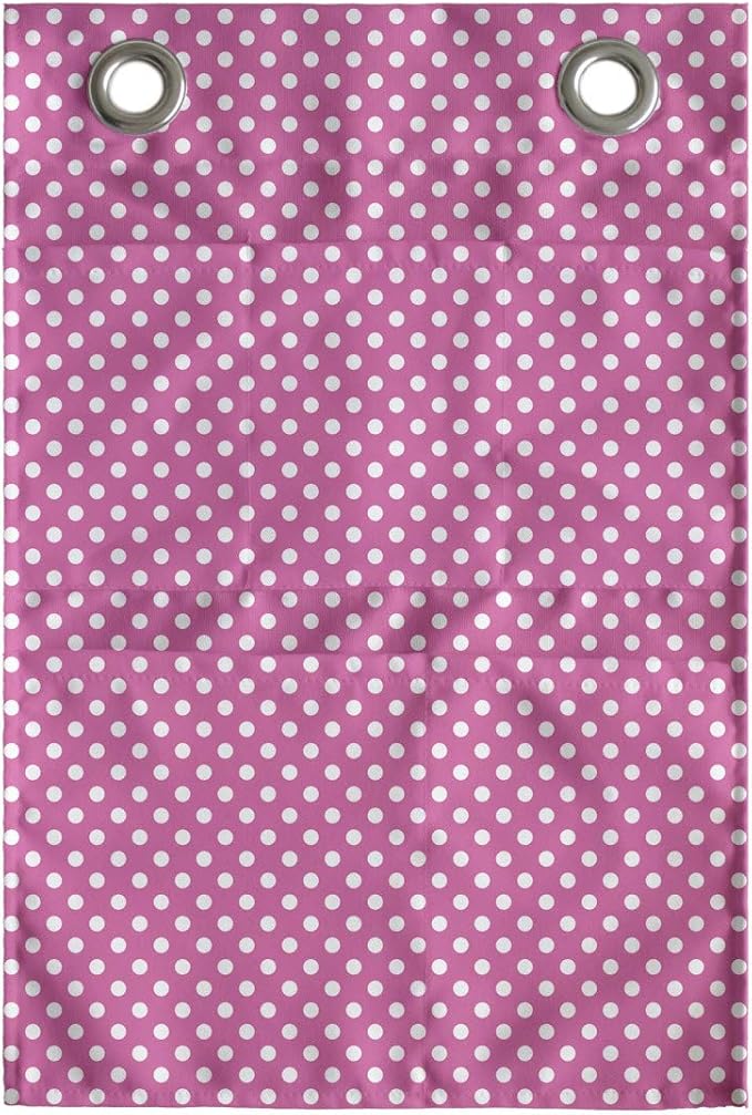 Ambesonne Pink Polka Dots Hanging Pocket Organizer, Rose Background with Mini Geometric Details Adjacently Victorian Design, Printed Polyester Storage Bag with Pockets, 14" x 20", Pink and White
