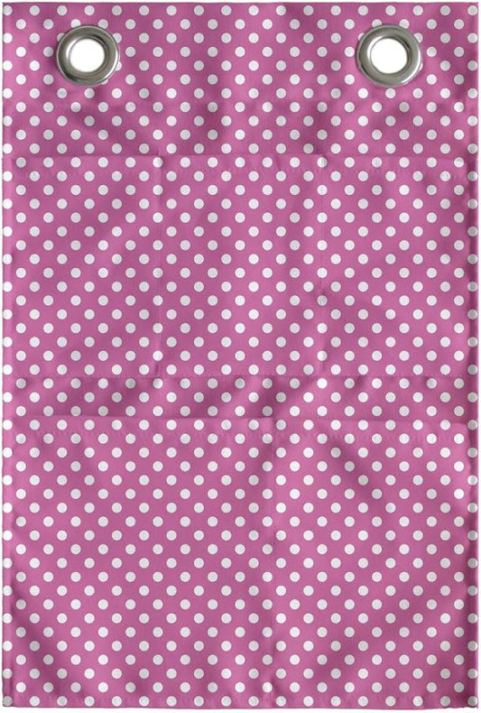 Ambesonne Pink Polka Dots Hanging Pocket Organizer, Rose Background with Mini Geometric Details Adjacently Victorian Design, Printed Polyester Storage Bag with Pockets, 14" x 20", Pink and White