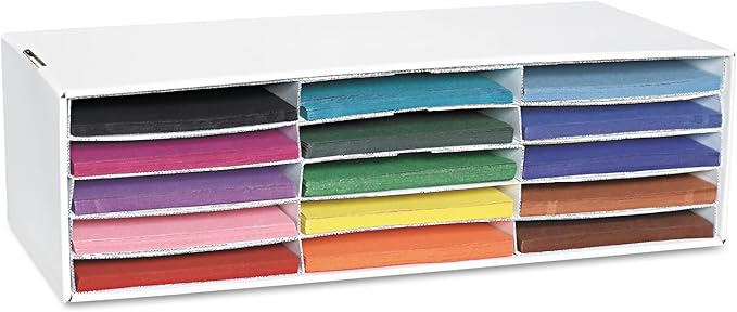 Pacon 001310 Corrugated Paper Sorter/Storage Box, 15 Sections, 13 1/2 X 28 3/4 X 8 1/2