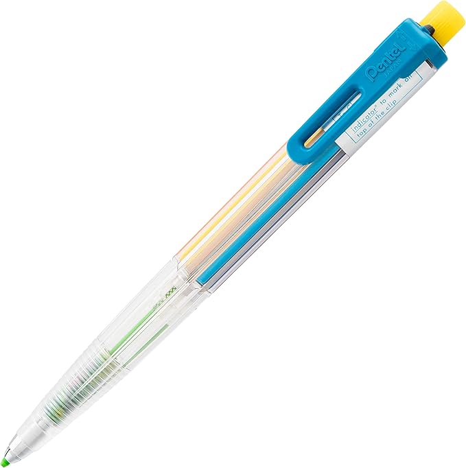 Pentel Arts 8 Colour Automatic Pencil, Assorted Accent Clip Colors, 1 Pack (PH158BP)