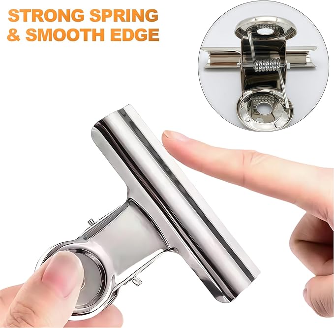 140 PCS Stainless Steel Metal Hinge Clips Assorted, Large Bulldog Clips 3.5+3+2+1.5 in, Bull Hinge Clip for Crafts, Photo, Drawing, Backdrop, Food Bags at Home, Office, School (Silver)