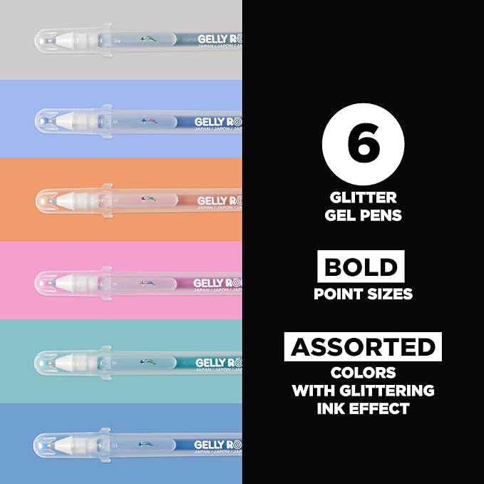 SAKURA 37904 6-Piece Gelly Roll Assorted Colors Stardust Meteor Pen Set