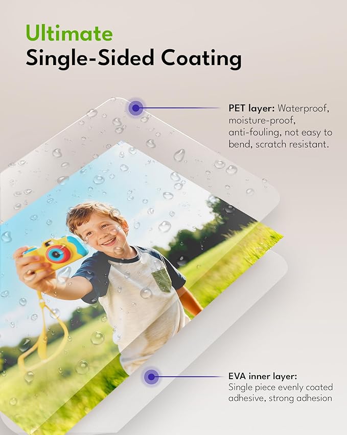 Uinkit 4mil Thick Self Laminating Sheets 8.5 x 11", 60Pack (More Value) Single-Sided Peel & Stick for Teachers, Office & Home Crafting - No Heat Machine Needed