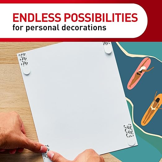Command Poster Strips,256 Strips Damage-Free Hanging Poster Hangers,No Tools Wall Hanging-Strips for Christmas Decorations,White Adhesive-Strips,(Pack of 4)