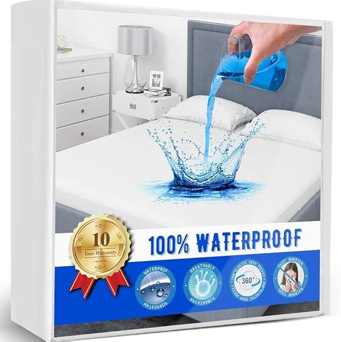 Full Size Mattress Protector Waterproof Mattress Topper Pad Cover Super Noiseless Soft & Breathable Mattress Protector Terry for Pets Kids Adults 54" x 75" Fitted Bed Sheets