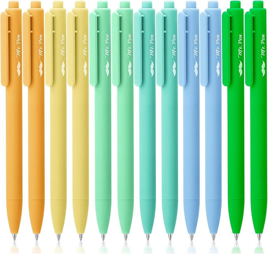 Mr. Pen- Retractable Gel Pens, 12 Pack, Black Ink, Fresh Color Barrels Gel Pens