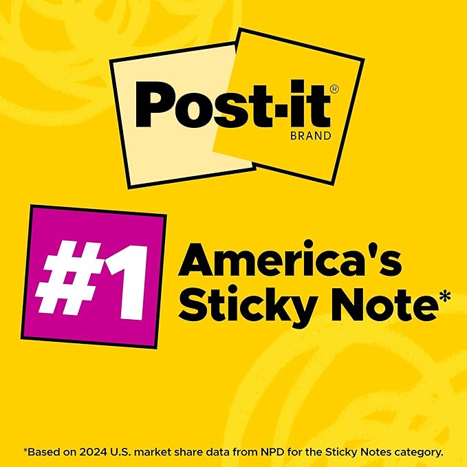 Post-it Super Sticky Notes, 5 Sticky Note Pads, 3 x 3 in., Ideal for Organization in Your Dorm, Home or Office, Single Color Packs Collection, Washed Denim