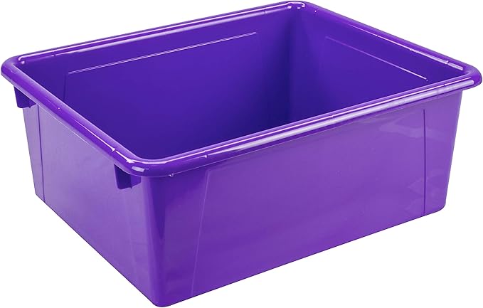 Storex Letter Size Deep Storage Tray – Organizer Bin for Classroom, Office and Home, Violet, 5-Pack (62528U05C)