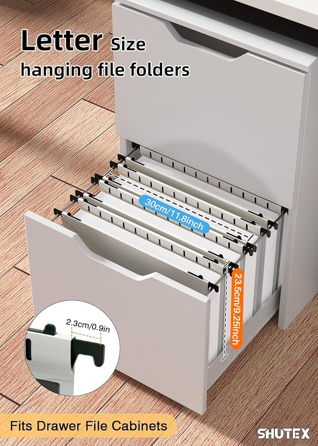 Hanging File Folders Letter Size, Hanging Folders 2 Inch Expandable 12 Pack Extra Capacity File Folders Hanging with Tabs, Plastic Hanging Files Folder for School Office Supplies(Glacier Gray)