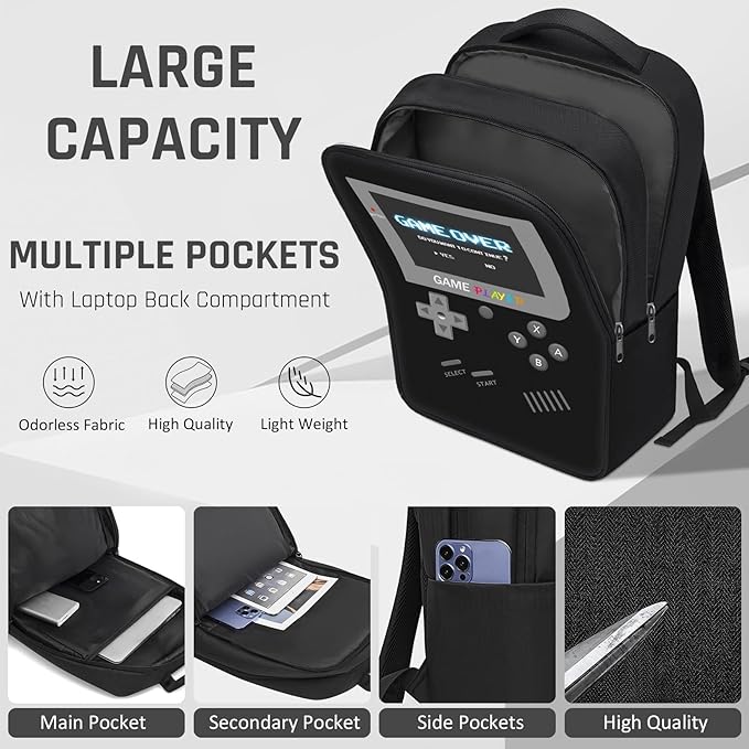 Gamer Backpack for Boys,School Boys Backpack for Kids Children Teens Elementary Middle High School,17" Large Capacity Student Bookbag & Multifunctional Video Game Travel Bag