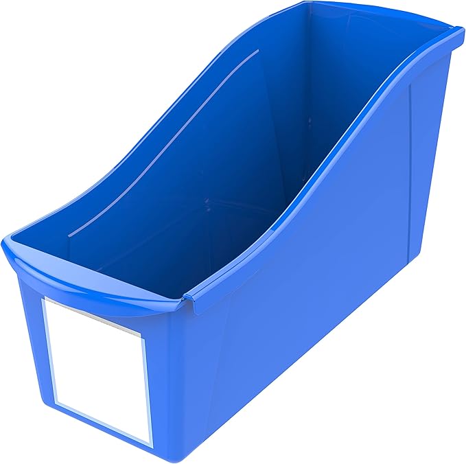 Storex Large Book Bin, 14 x 5 x 7, Case of 6, Blue (71115U06C)