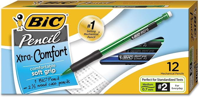 Bic MPG11 Xtra-Comfort Mechanical Pencil, 0.7mm, Assorted Barrels, Dozen