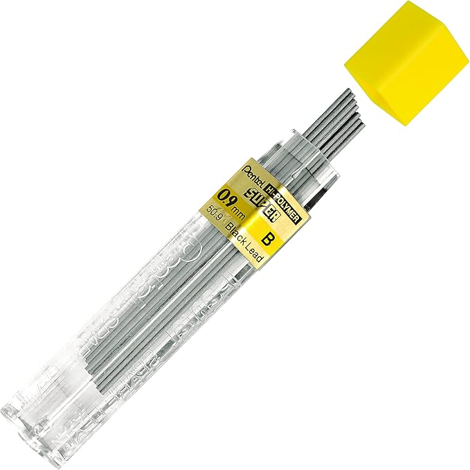 Pentel Super Hi-Polymer Lead Refill, (0.9mm) Thick, B, 180 Pieces of Lead (50-9-B)