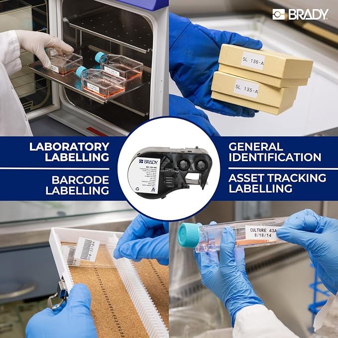 Brady Authentic (M5-112-490) FreezerBondz™ Cryogenic Matte Polyester Labels 0.375" H x 1.25" W Black on White, 360 Labels. for use with The BMP51 and M511 Label Printers