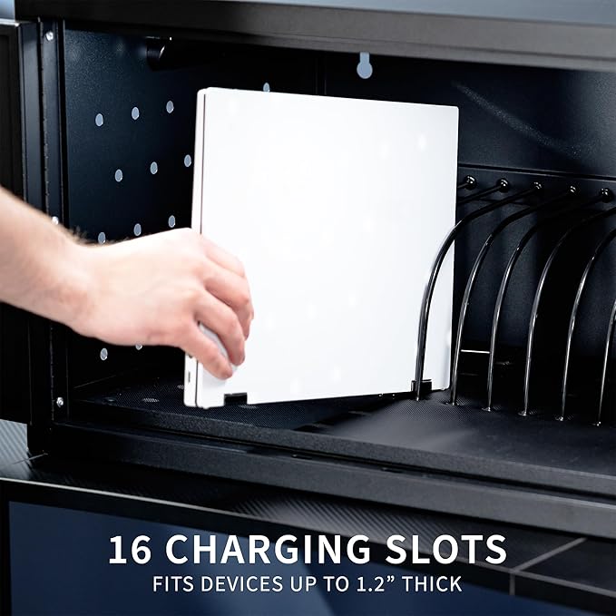 VIVO 16-Bay Locking Laptop and Tablet Charging Station Storage Cabinet Designed for Chromebooks and More, Devices up to 14 inches, Black, CART-LAPC2