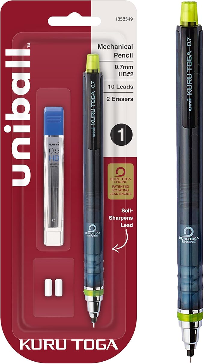 uniball Kuru Toga Mechanical Pencil Starter Kit,0.7mm HB#2,(Pack of 2)
