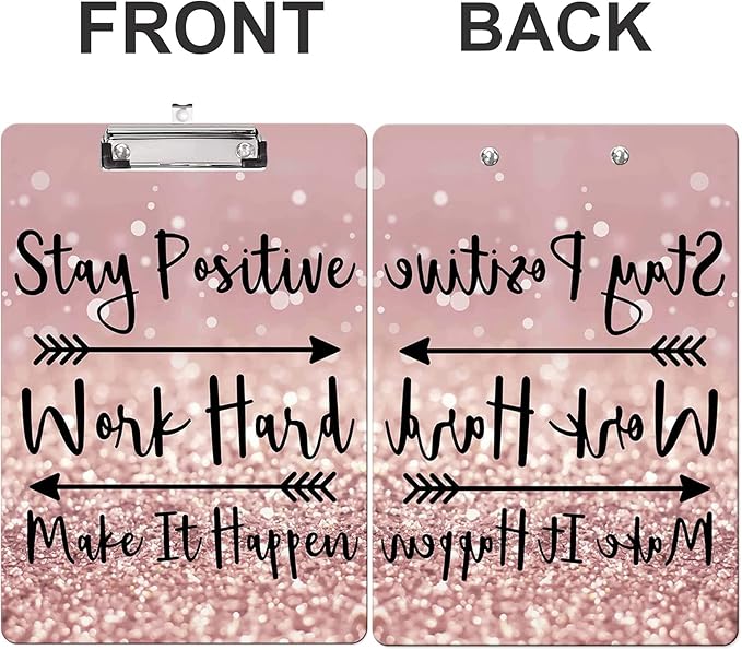 Fashion Clipboard, A4 Letter Size Wooden Decorative Clipboards for Teacher, Nurse, Doctor,Student and Kids, Cute Design for Standard Size 12.2" x 8.9" (C-Stay Positive)