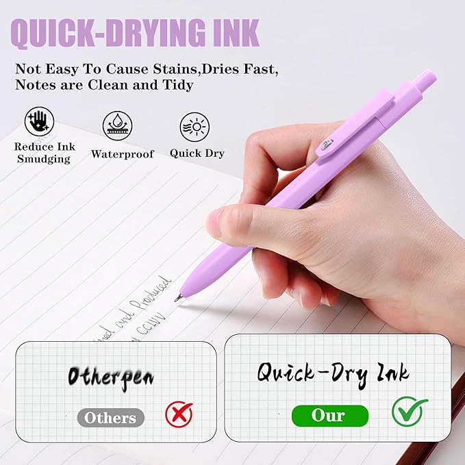 Gel Pens, 8pcs Black Ink Pens 0.5mm Smooth Writing Pens,Cute Color Pens for Journaling Desk Accessories Office School Supplies Gifts for Women Nurses