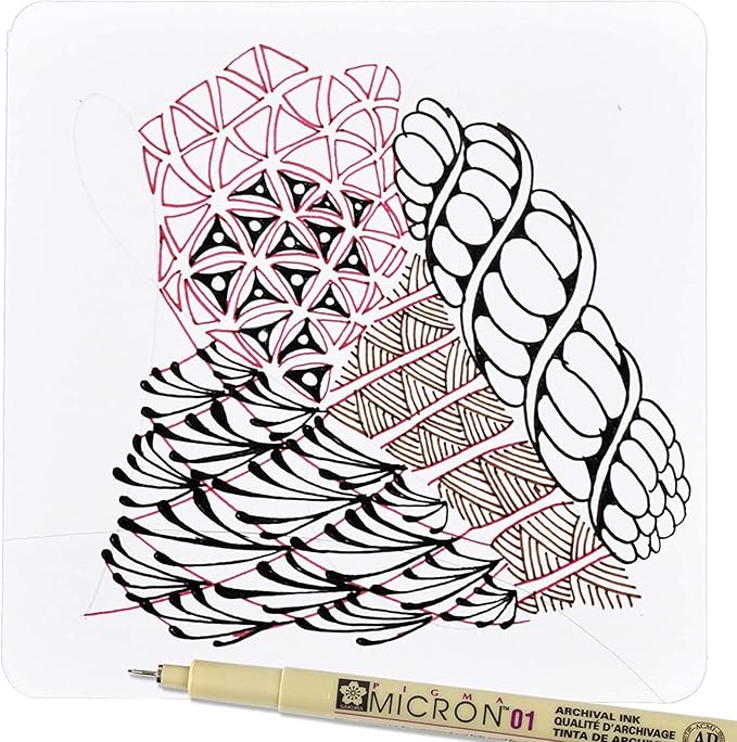 SAKURA Pigma Micron Fineliner Pens, 01 Tip Size, Archival Black Ink, 6 PK 50035