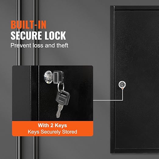 VEVOR 100-Key Cabinet, Key Lock Box with Adjustable Racks, Security Key Storage Box Steel, Key Organizer with 100 Colorful Key Tags and 2 Record Cards for School, Office, Hotel
