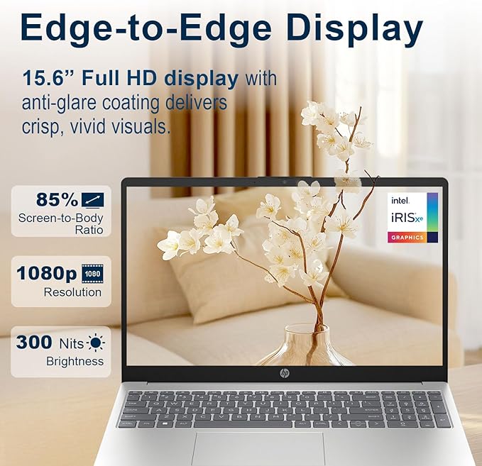 HP 15.6" FHD 1080p IPS Display Laptop | Intel i7-1255U 10-Core Processor | 32GB DDR4 RAM | 1TB PCIe SSD | Win 11 | WiFi 6 | 720P Camera with Privacy Camera Shutter | Thin Notebook for Work & Study