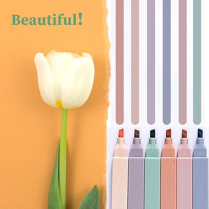 6pcs Pastel Highlighters Aesthetic Cute Highlighters Double Head Highlighter Assorted Colors Soft Chisel Tip Marker for Diary Plan Notes