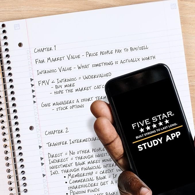 Five Star and National Wildlife Federation Spiral Notebook + Study App, 1 Subject, College Ruled Paper, 11" x 8-1/2", 80 Sheets, Forest Bear, 1 Count (820088FM) (Pack of 12)
