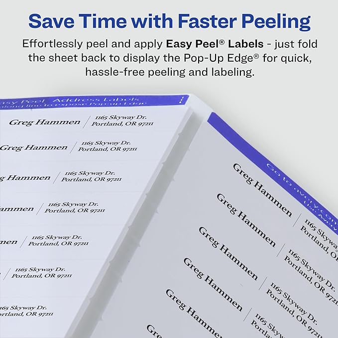 Avery Printable Address Labels with Sure Feed, 1" x 2-5/8", Glossy Clear, 300 Blank Mailing Labels for Laser and Inkjet Printers (6521)