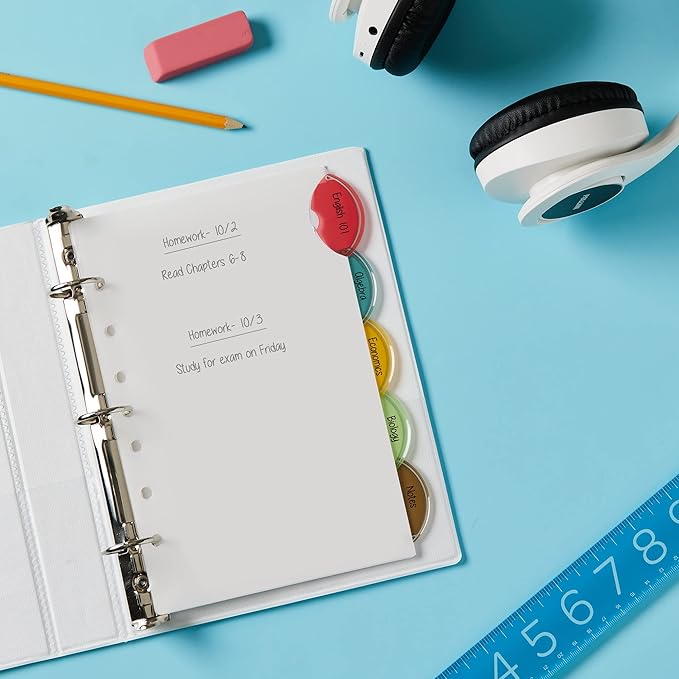 Avery Insertable Style Edge Plastic Mini Dividers for 3 Ring Binders, 5.5" x 8.5", 5-Tab Set, Multicolor, 1 Set (11118)