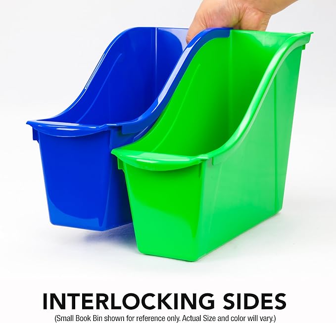 Storex Large Book Bin, 14.3 x 5.3 x 7 Inches, Green, Case of 6 (71118U06C)