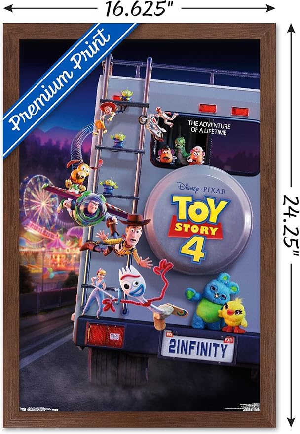 Trends International Disney Pixar Toy Story 4 - Final One Sheet Wall Poster, 14.725" x 22.375", Mahogany Framed Version