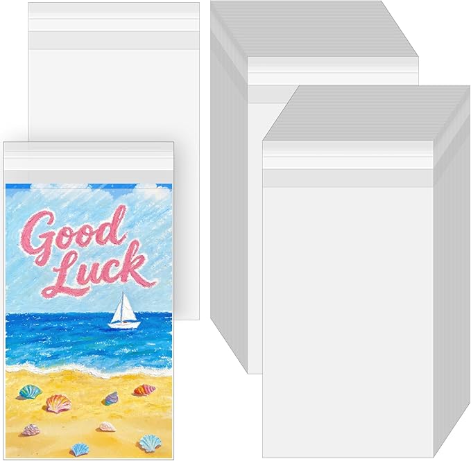 200 Pack Cellophane Bags Self Sealing, Resealable Clear Plastic Sleeves for 4 x 6 Inch Photos Recipe Cards Postcards Art Prints Paintings Cookie Candy, 4-1/2 x 6-1/2 Inch