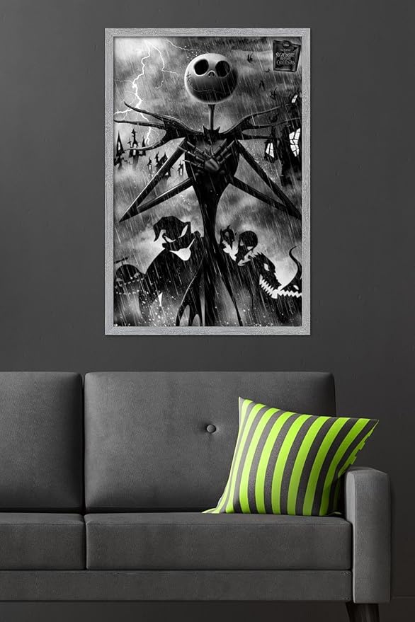 Disney Tim Burton's The Nightmare Before Christmas - Shadows Wall Poster, 34L" x 22.4W", Gray Framed Version