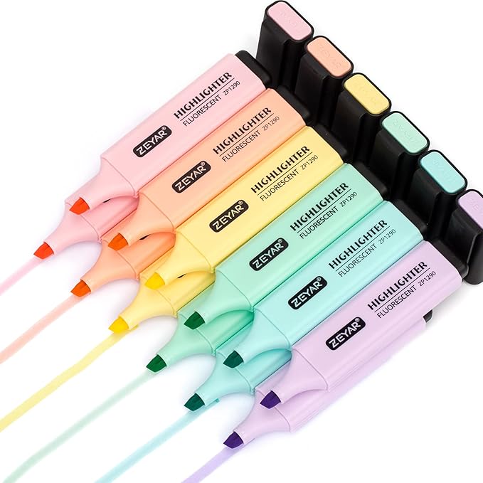ZEYAR Highlighter, Macaron Colors Chisel Tip Marker Pen, AP Certified, Assorted Colors, Water Based, Quick Dry(2 Sets Macaron)