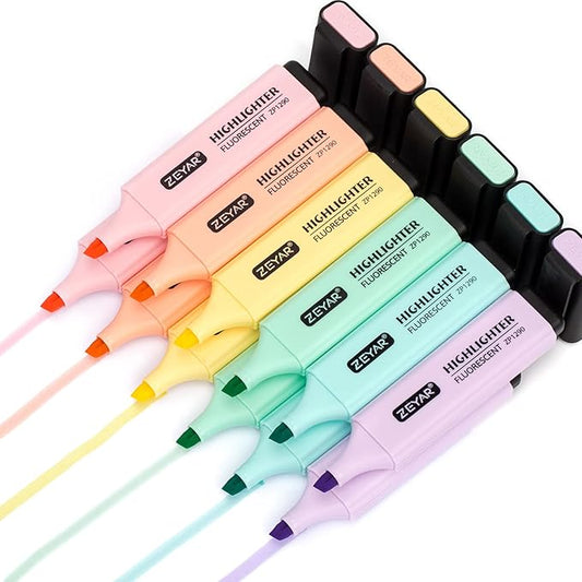 ZEYAR Highlighter, Macaron Colors Chisel Tip Marker Pen, AP Certified, Assorted Colors, Water Based, Quick Dry(2 Sets Macaron)