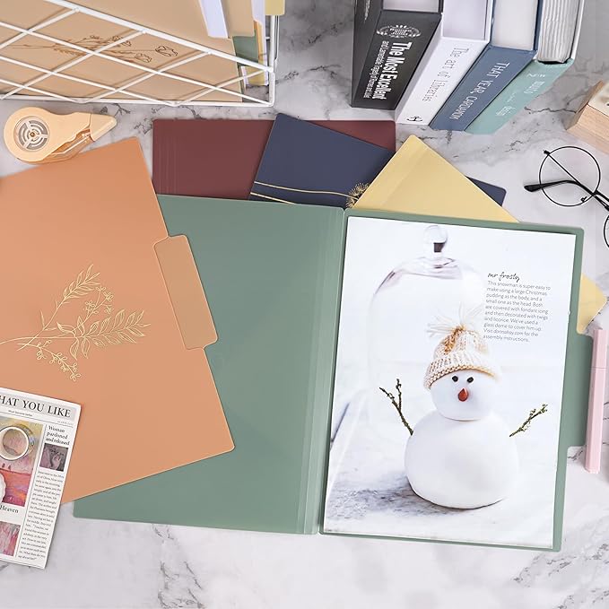 EOOUT 18 Pack Decorative File Folders Plastic Floral Colored Folders with Gold Foil Vintage 8.6 x 11.6 Inch 1/3 Cut Tab Letter Size for Office School Home
