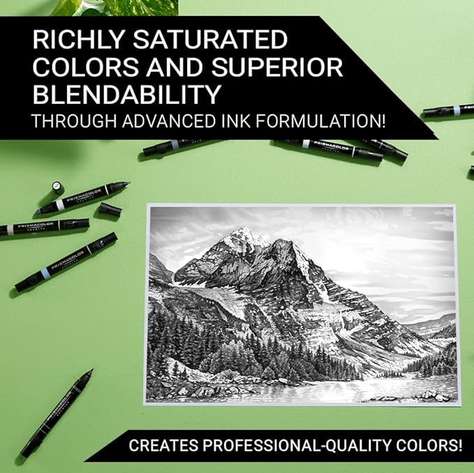 Prismacolor 3622 Premier Double-Ended Art Markers, Fine and Chisel Tip, Cool Grey, 12-Count